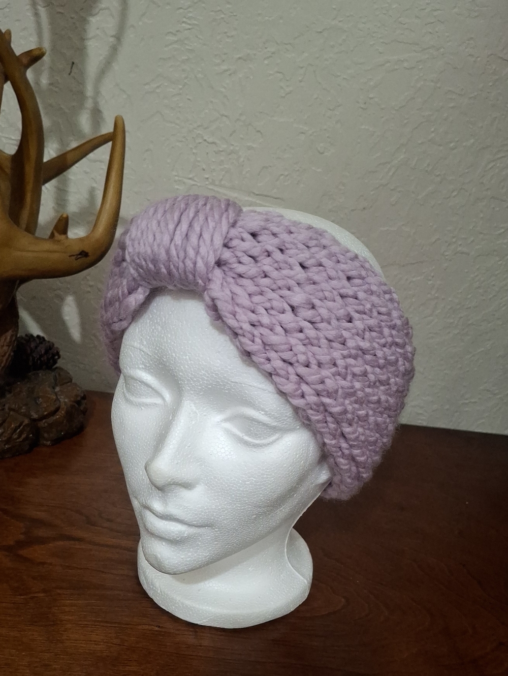 Twist Knit Headband in Light Lavender